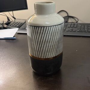 Striped Ceramic Vase with Gold Accent